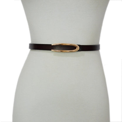 Real cowhide thin belt with skirt