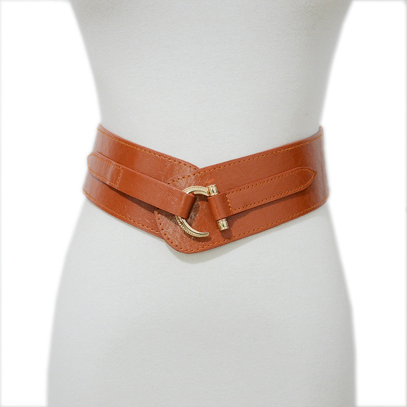 Real cowhide waist elastic band wide waist seal