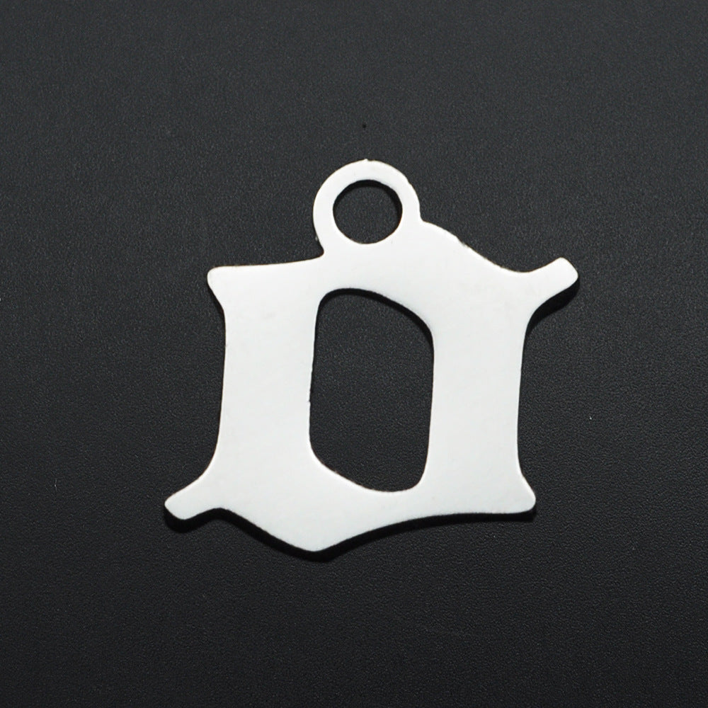 5 pcs/titanium steel hollow letter pendant
