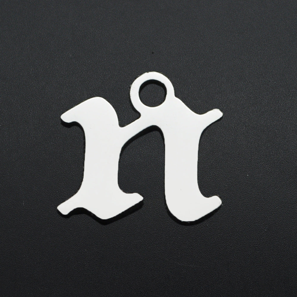 5 pcs/titanium steel hollow letter pendant