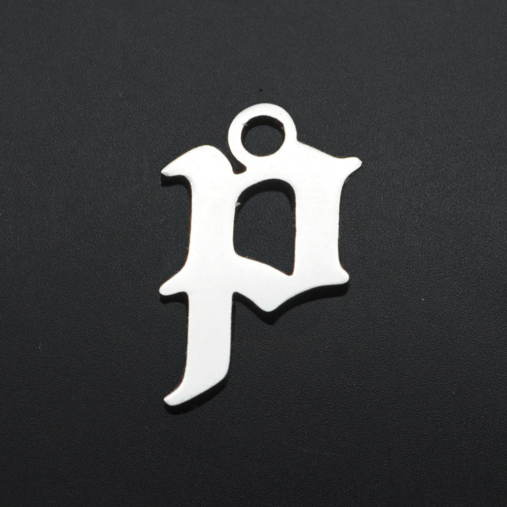 5 pcs/titanium steel hollow letter pendant
