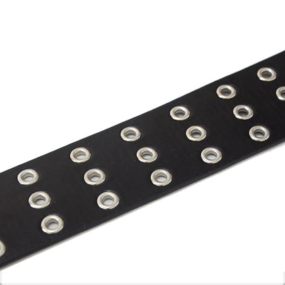 Punk punched belt oval metal buckle