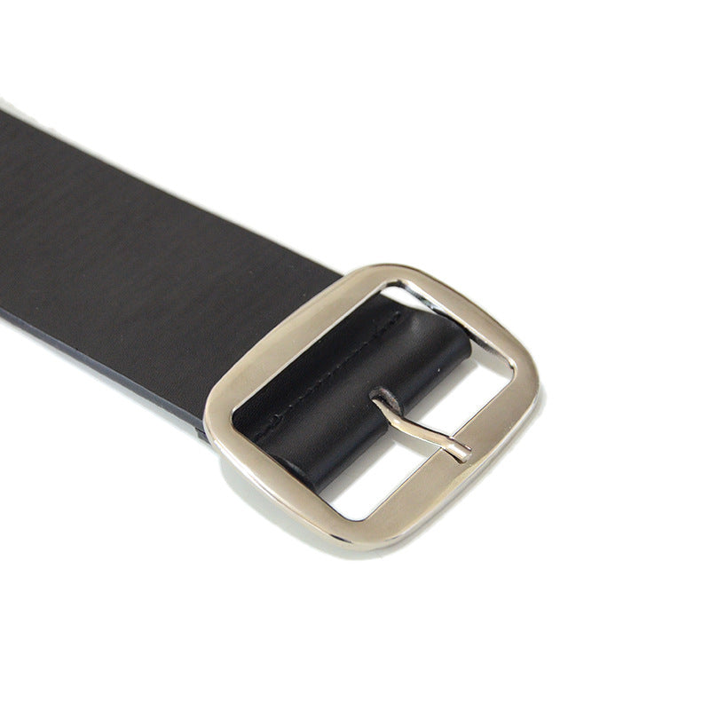 Punk punched belt oval metal buckle