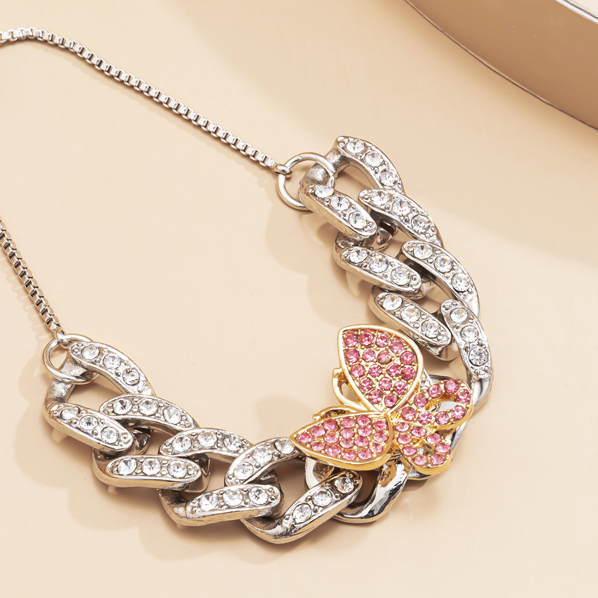 Colorful Butterfly Cuban Chain Full Diamond Bracelet