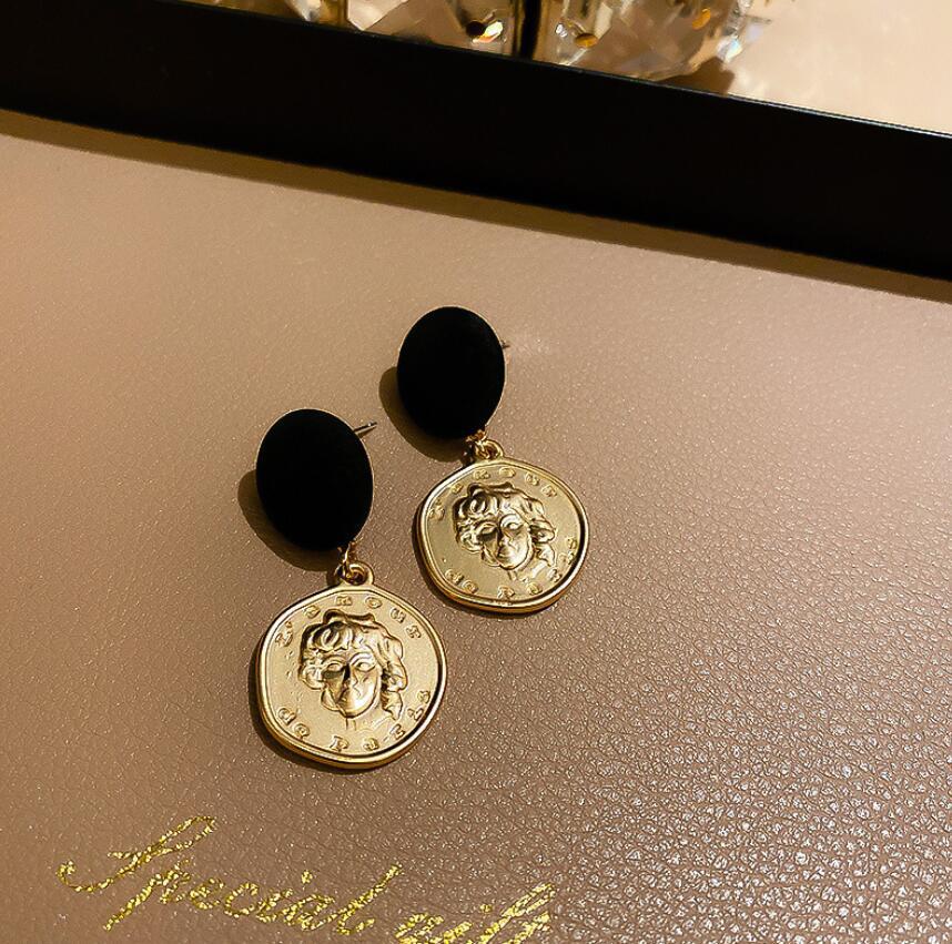 925 Silver Needle Geometric Black Diamond Earrings