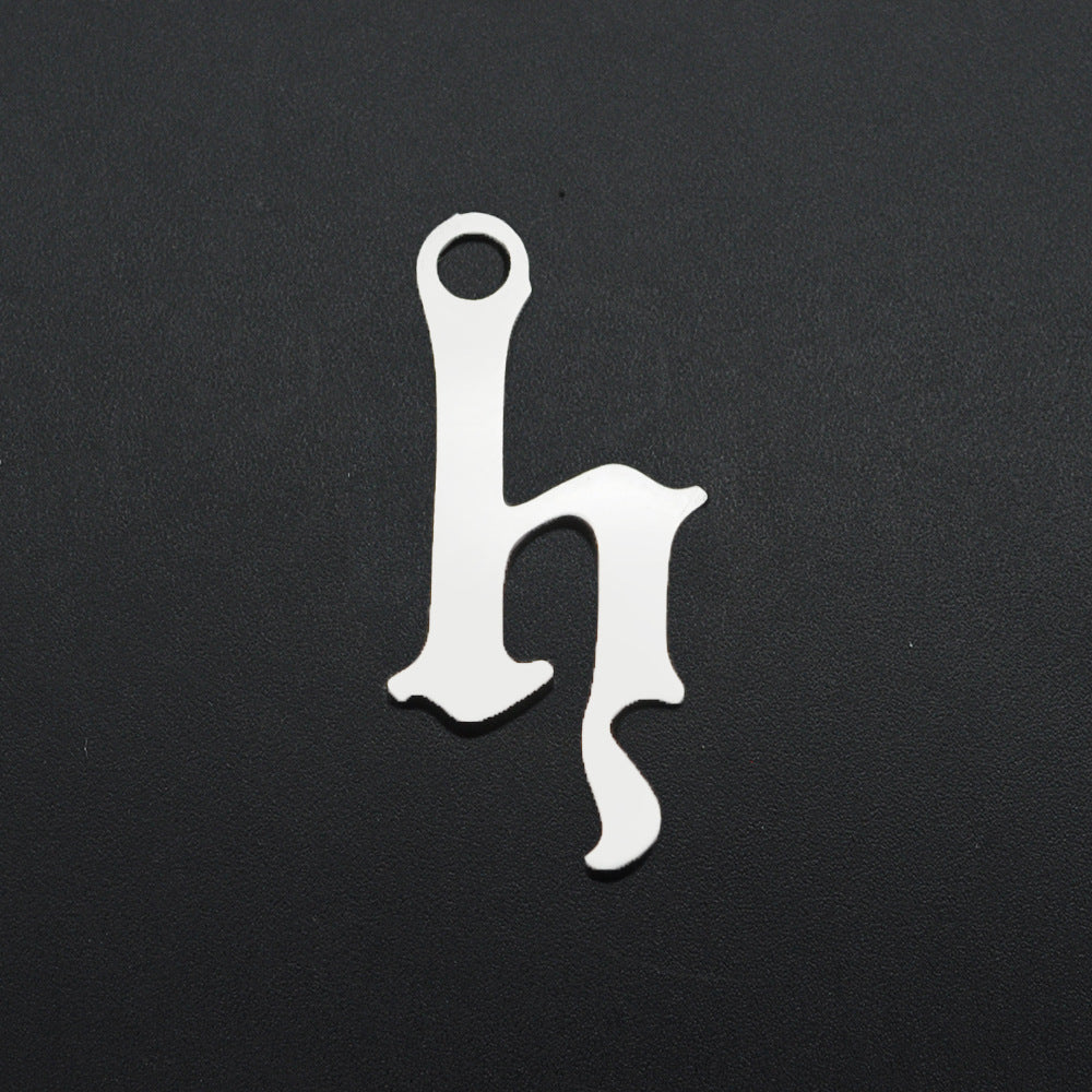 5 pcs/titanium steel hollow letter pendant