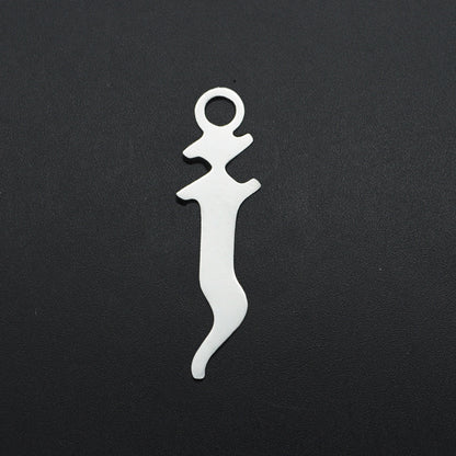5 pcs/titanium steel hollow letter pendant
