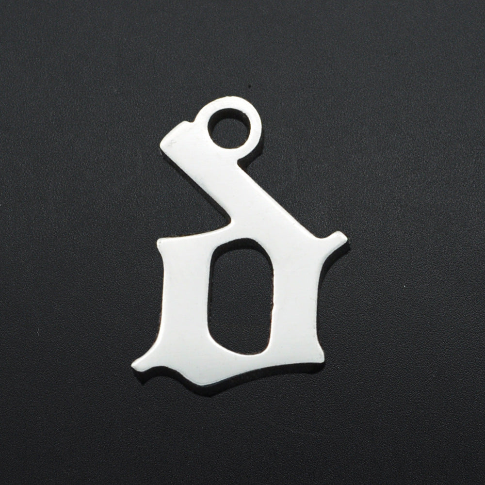 5 pcs/titanium steel hollow letter pendant