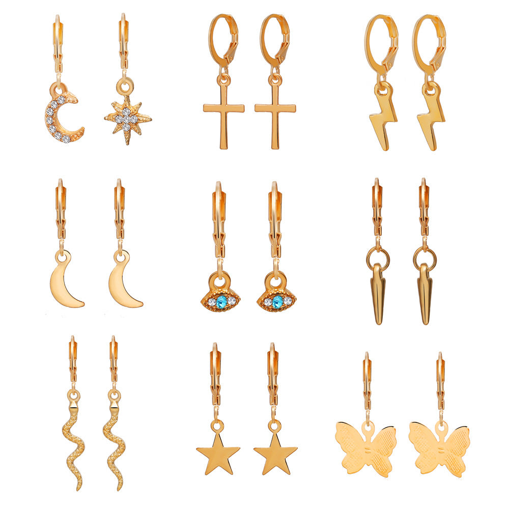 Tulip Cross Leaf Earring Set 7 Pieces