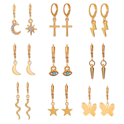 Tulip Cross Leaf Earring Set 7 Pieces