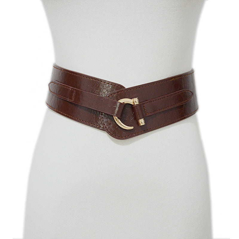 Real cowhide waist elastic band wide waist seal