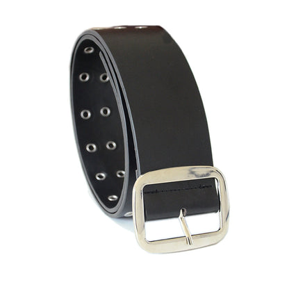 Punk punched belt oval metal buckle