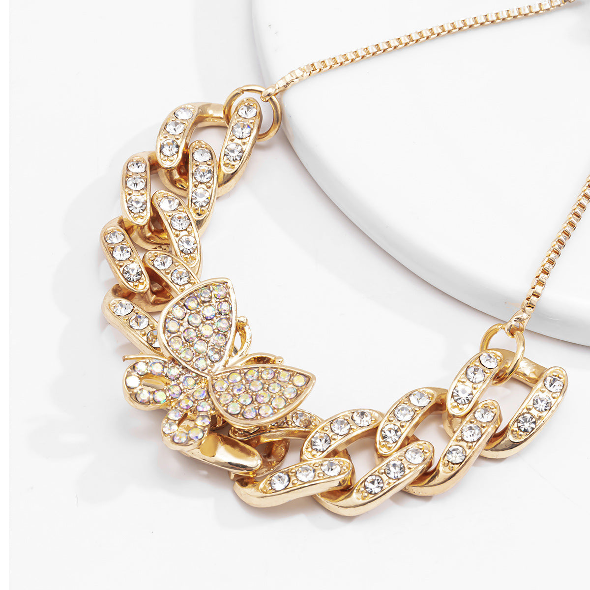 Colorful Butterfly Cuban Chain Full Diamond Bracelet