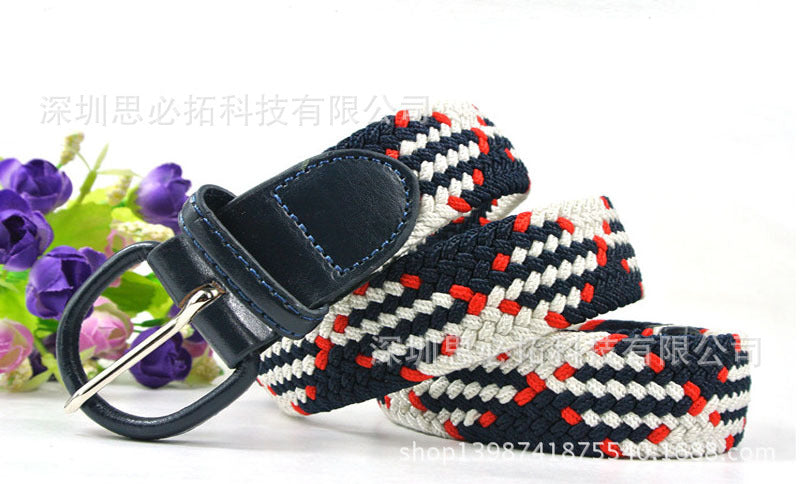 Braided elastic pin buckle belt