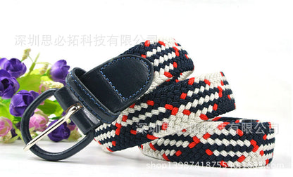 Braided elastic pin buckle belt