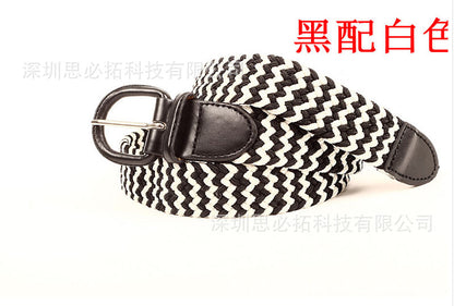 Braided elastic pin buckle belt