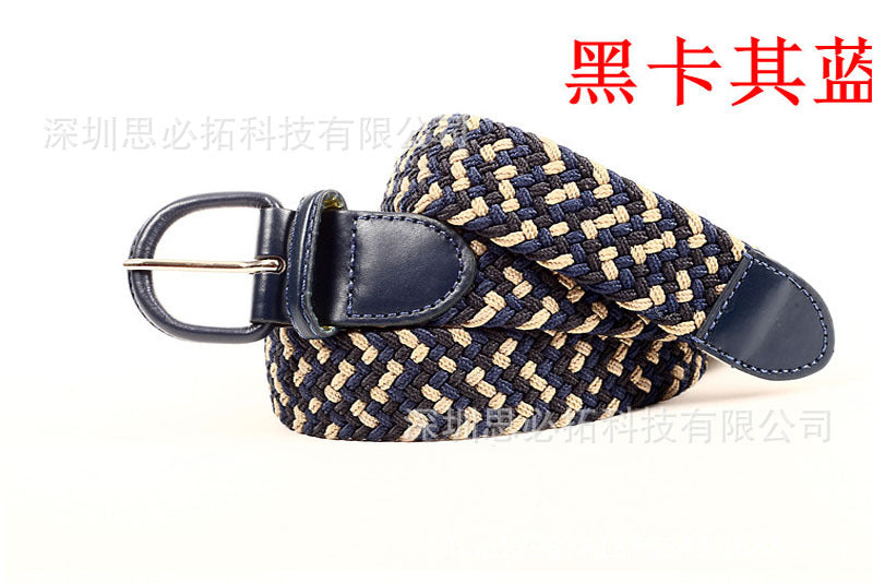 Braided elastic pin buckle belt