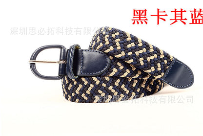 Braided elastic pin buckle belt