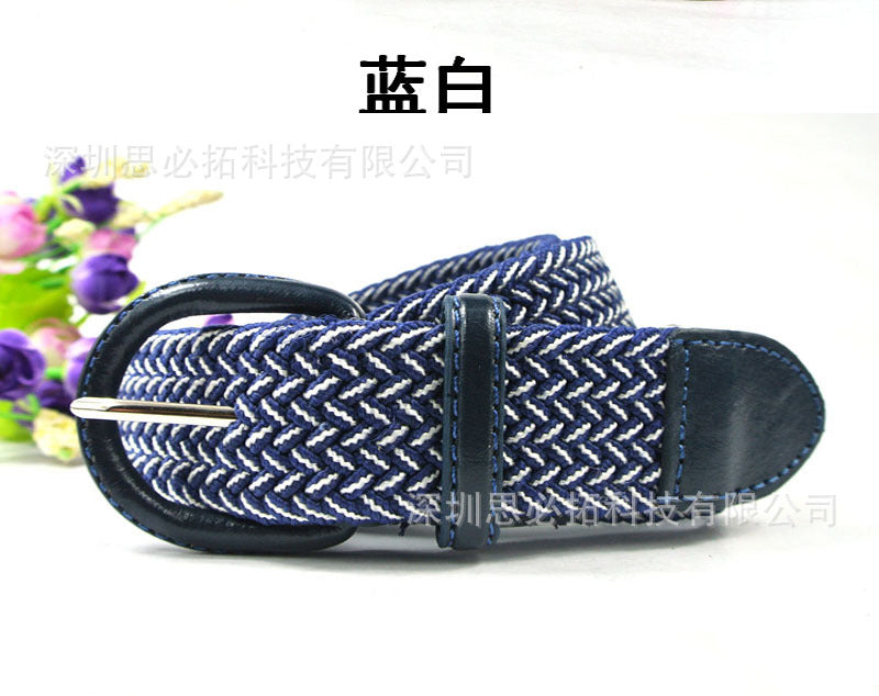 Braided elastic pin buckle belt