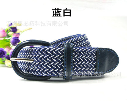 Braided elastic pin buckle belt