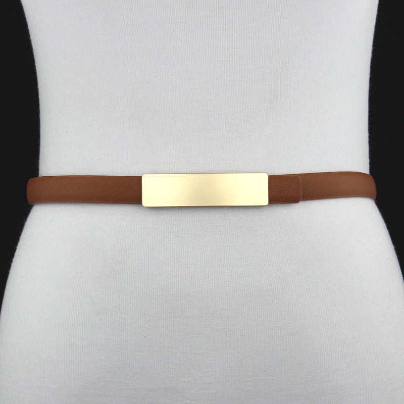 Gold buckle genuine leather cowhide belt wholesale