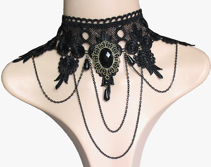 Black lace necklace, punk