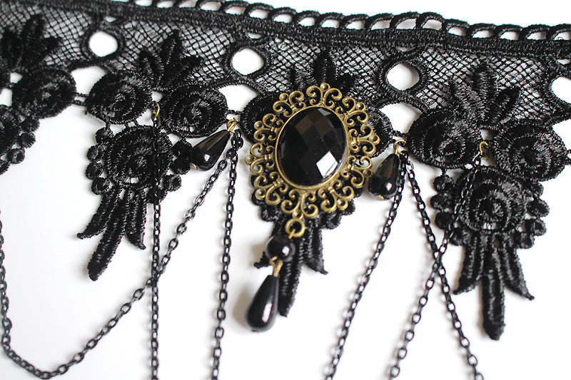 Black lace necklace, punk