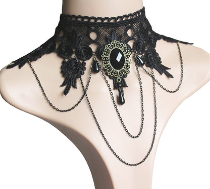 Black lace necklace, punk