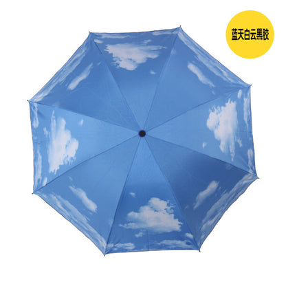 Three-Fold Black Coated Creative Sun Umbrella