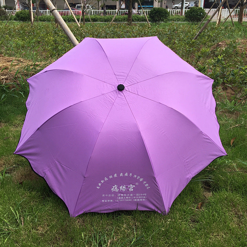 Water-Reactive Flower Umbrella Black Coated 3-Fold Umbrella