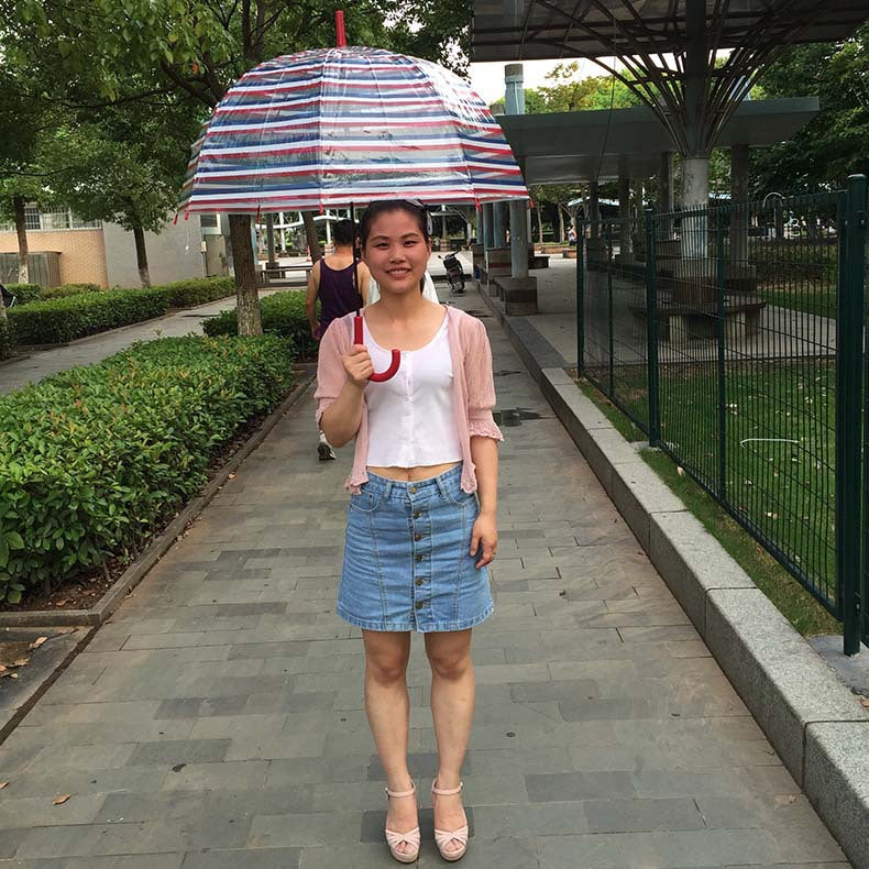 Transparent Striped Long Handle Umbrella Polo Creative Umbrel