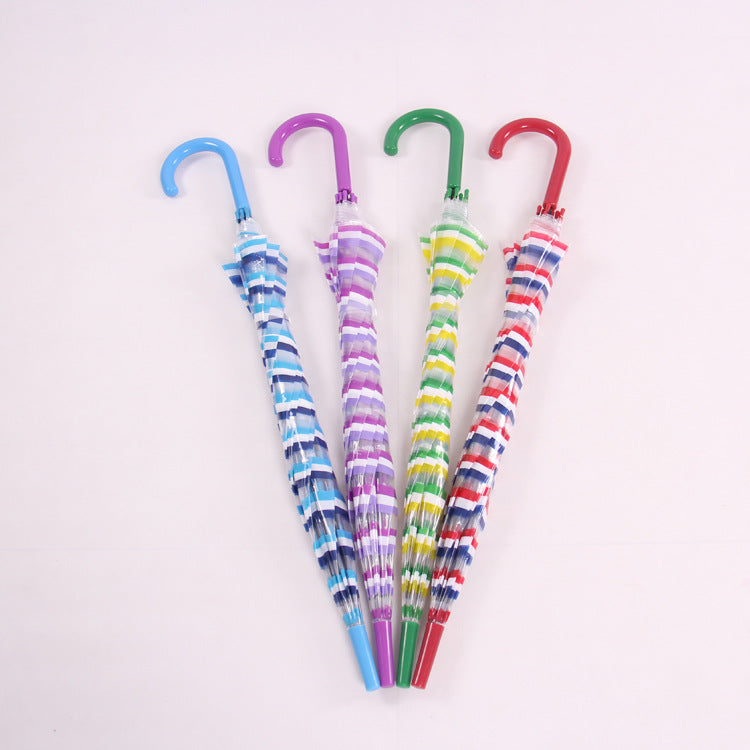 Transparent Striped Long Handle Umbrella Polo Creative Umbrel