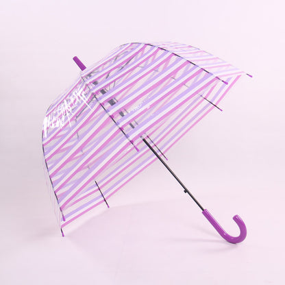 Transparent Striped Long Handle Umbrella Polo Creative Umbrel