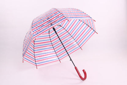 Transparent Striped Long Handle Umbrella Polo Creative Umbrel