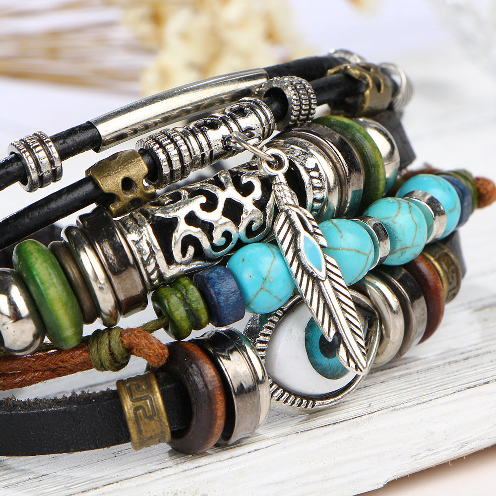 Blue Eye Multi-Layer Leather Bracelet
