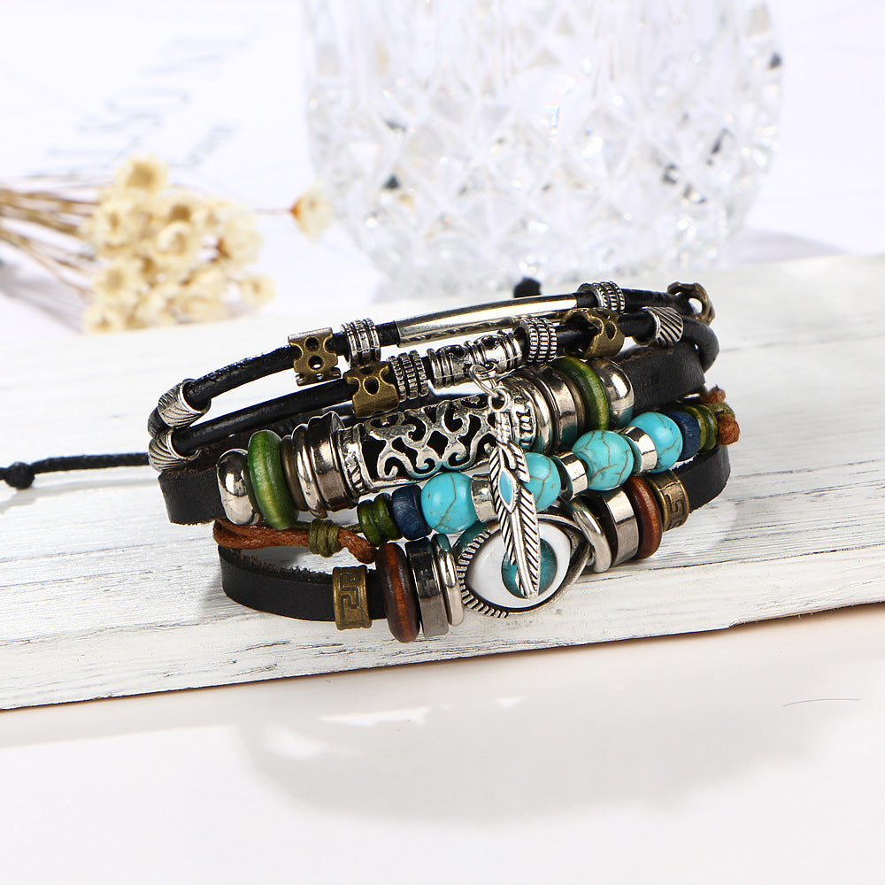 Blue Eye Multi-Layer Leather Bracelet