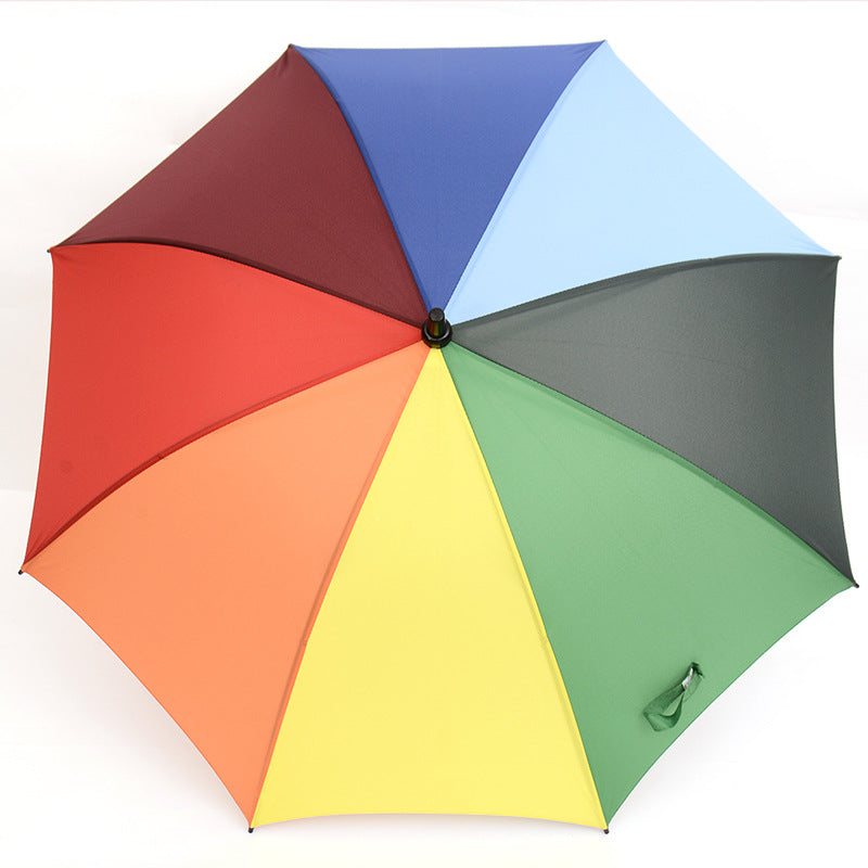 8 Rib Rainbow Umbrella Double Shaft Long Handle Umbrella