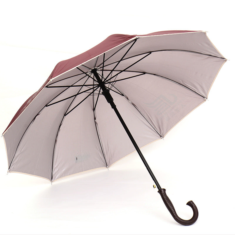 8 Rib Automatic Silver Coated Umbrella Business Long Handle Umbrella