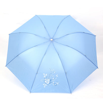 55cm 8 Rib Pearl Fabric Umbrella 3-Fold Advertising Umbrella