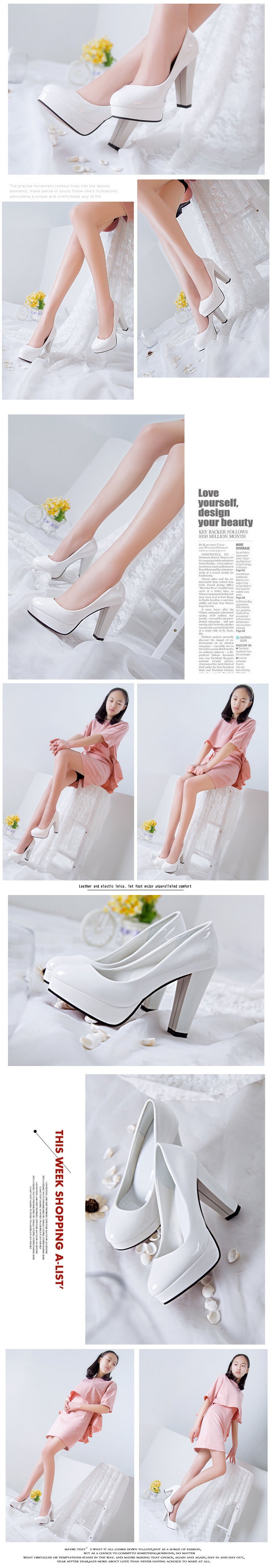 Coarse Heel Nude High Heels