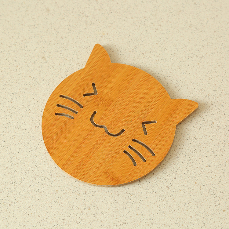 Cut-Out Wooden Coaster, Kitchen Thickened Heat-Resistant Pad