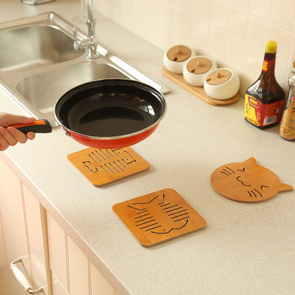 Cut-Out Wooden Coaster, Kitchen Thickened Heat-Resistant Pad
