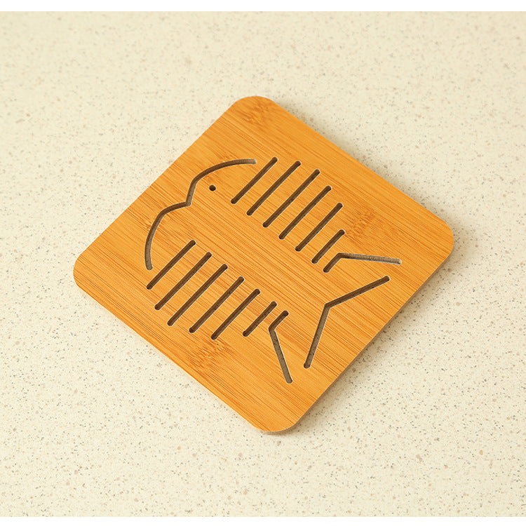 Cut-Out Wooden Coaster, Kitchen Thickened Heat-Resistant Pad