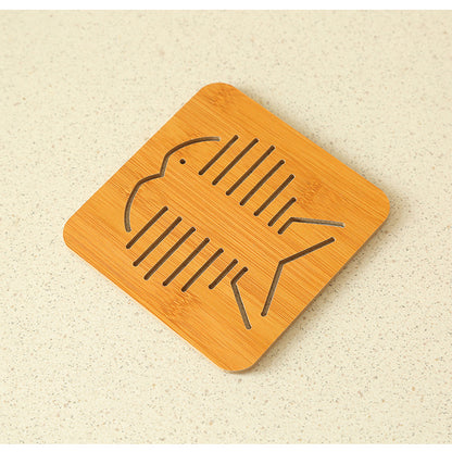 Cut-Out Wooden Coaster, Kitchen Thickened Heat-Resistant Pad