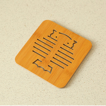 Cut-Out Wooden Coaster, Kitchen Thickened Heat-Resistant Pad