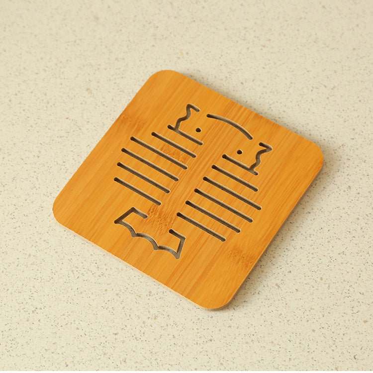Cut-Out Wooden Coaster, Kitchen Thickened Heat-Resistant Pad