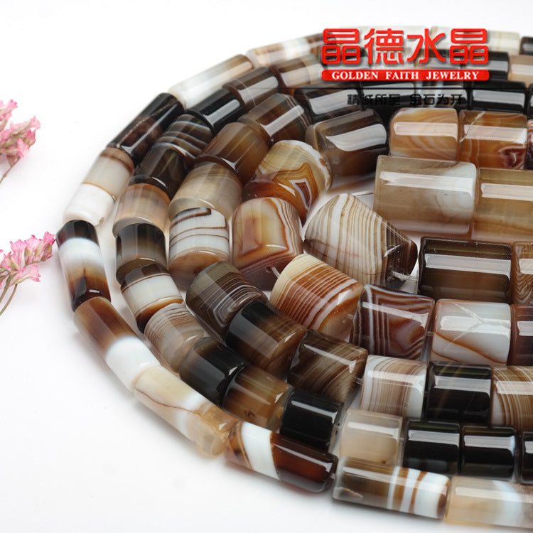 Coffee line agate cylindrical DIY jewelry accessories