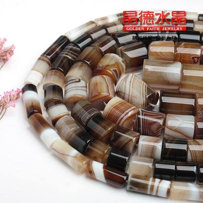 Coffee line agate cylindrical DIY jewelry accessories