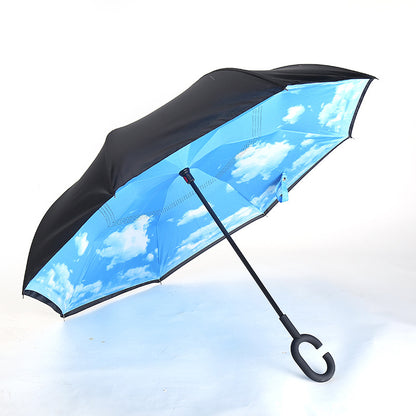 C-Handle Hands-Free Car Reverse Umbrella Double-Layer Windproof