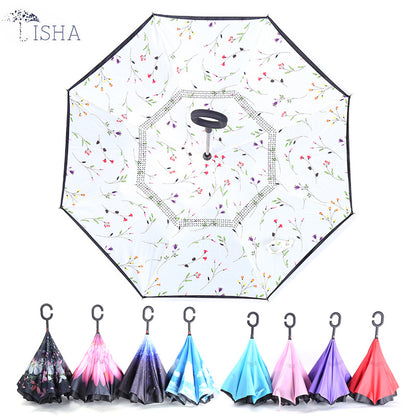 C-Handle Hands-Free Car Reverse Umbrella Double-Layer Windproof